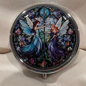 Whimsical Fairies Travel Pill Box 3 Compartment Medicine Pill Case Metal NEW